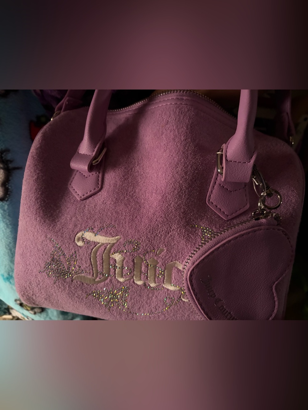 Juicy Couture lilac Suede purse with Heart coin pouch